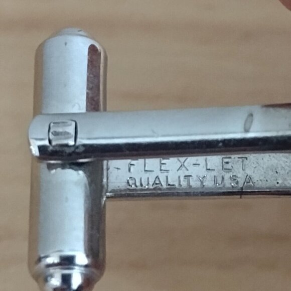 Vintage Flex Let USA Silverstone Square Mens Cufflinks Cuff Links Brushed - Picture 4 of 5